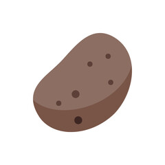 Illustration of a single brown potato with several small dark brown spots on it against a white background