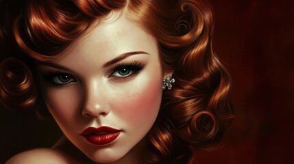 Fototapeta premium Vintage glamour portrait of a woman with styled hair