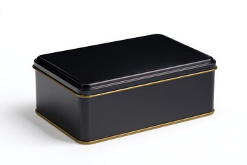 Sleek black tin with gold trim, perfect for gifts or storage.