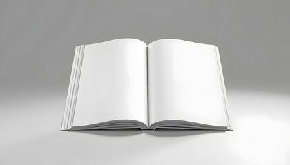 set of white open and closed blank magazine or book isolated on gray background. Blank or layout or mock up. 3d rendering, professional photography. White tone