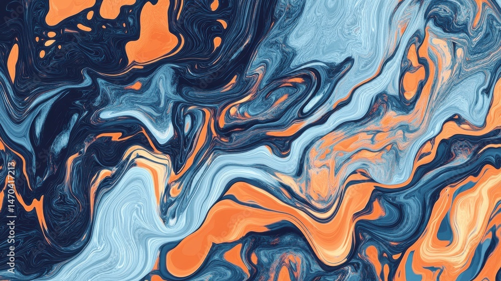 Aufkleber abstract blue and orange background with lines - generative ai