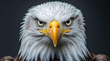 Fototapeta premium A close up portrait showcases the serious expression of an eagle