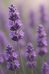 Obraz premium Close-Up of Lavender Flowers in Bloom – Soft Focus Macro Shot with Purple Petals and Clean Background