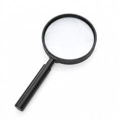 Black magnifying glass with handle isolated.