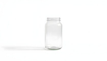 Realistic 3D glass jar rendering mockup on white background. White tone
