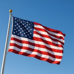 Fototapeta premium American flag waving in the wind.