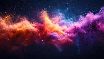 Naklejka premium Vibrant cosmic nebulae display of swirling colors.