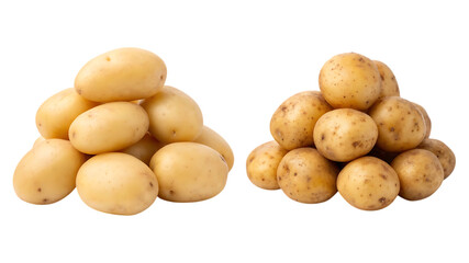 Fresh pile of yellow potatoes on transparent PNG background