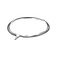 Hand-drawn empty speech bubble with thick black outline on white background in vintage comic book style