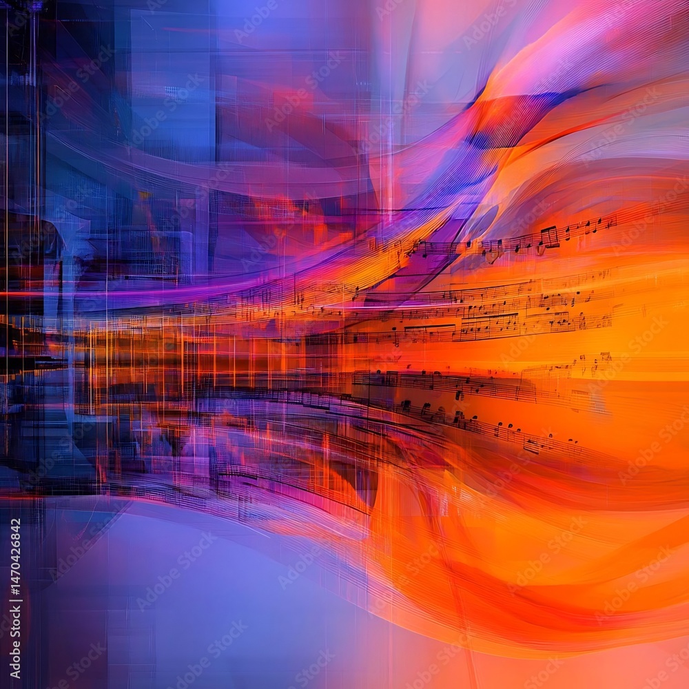 Poster abstract symphony of colors, blending hues in a dynamic visual expression