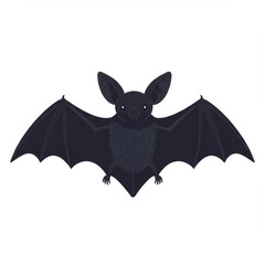 Black Bat Pixel Art Illustration on White Background