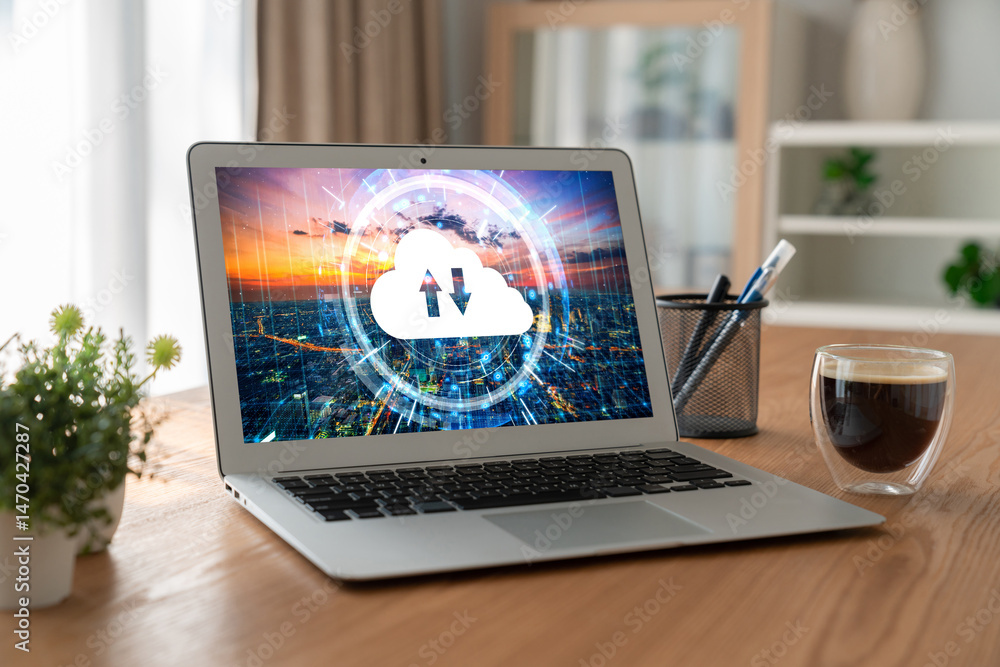 Poster cloud computing software for modish remote work and personal data storage