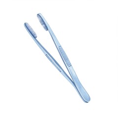 Blue Watercolor Illustration of Medical Tweezers