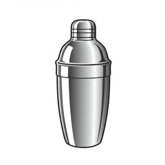 Silver Cocktail Shaker on White Background