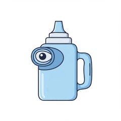 Light Blue Baby Bottle with a Single Eye Illustration