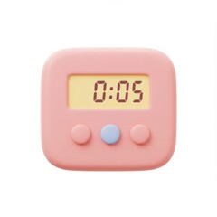 Pink Digital Kitchen Timer on White Background