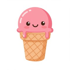 Cute Pink Cartoon Ice Cream Cone