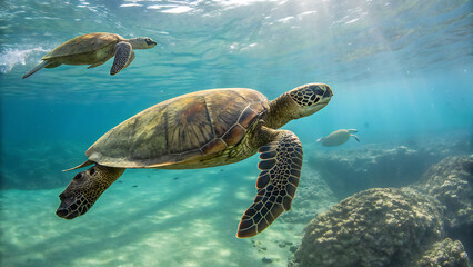 Obraz premium Chelonia mydas -Green sea turtle from the island of Cyprus