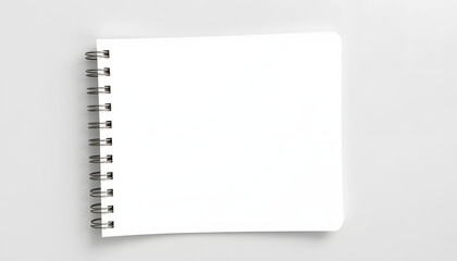 Blank realistic spiral bound notepad mockup on light grey background. High resolution, pop art. White tone