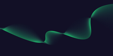 Elegant Blue and Green Line Wave Design with Fluid Dynamics, Perfect for High-Tech Backgrounds, Futuristic Digital Artwork, and Contemporary Graphic Design Projects