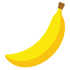 A single yellow banana, a healthy tropical fruit, isolated on a fresh white background