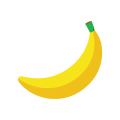 A single yellow banana, a healthy and sweet tropical fruit, isolated on a white background