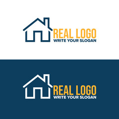 Modern Real Estate Logo Design featuring a minimalist house icon and a customizable slogan space ideal for branding and marketing purposes.