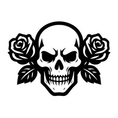 Vector Skull with Roses Illustration