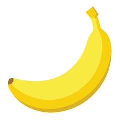 A ripe yellow banana, a healthy tropical fruit, isolated on a white background