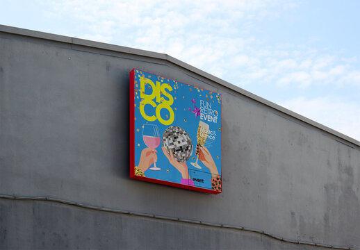 Mockup Display of a Square Retail Sign Design