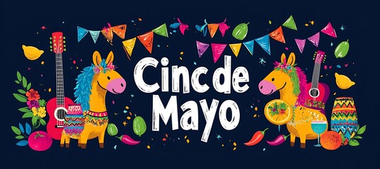 Festive Cinco De Mayo with Donkeys, Guitars, and Colorful Decorations