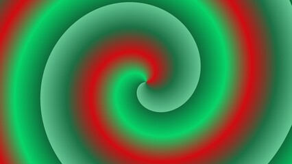 Hypnotic spiral of red and green gradient hues