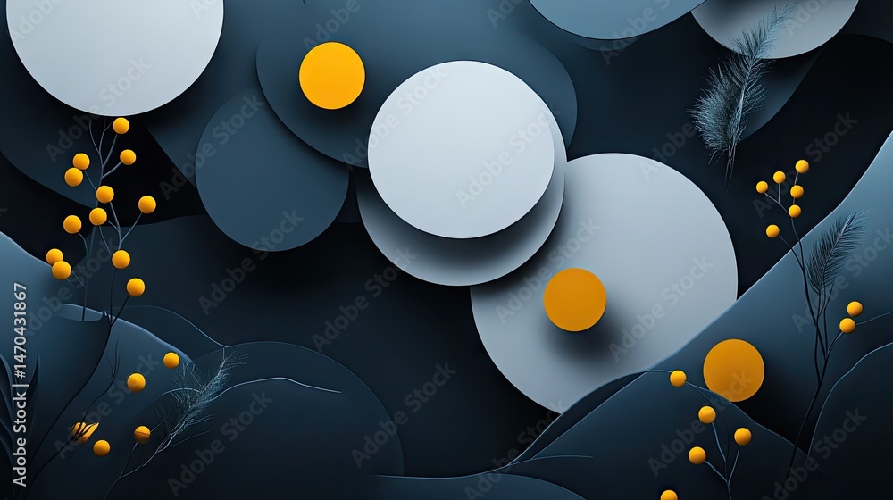 Poster abstract design featuring layered circles and elements.