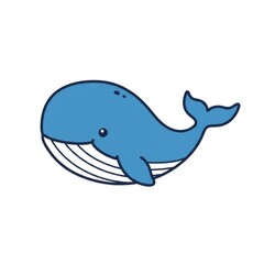 Naklejka premium Cute Blue Cartoon Whale Illustration