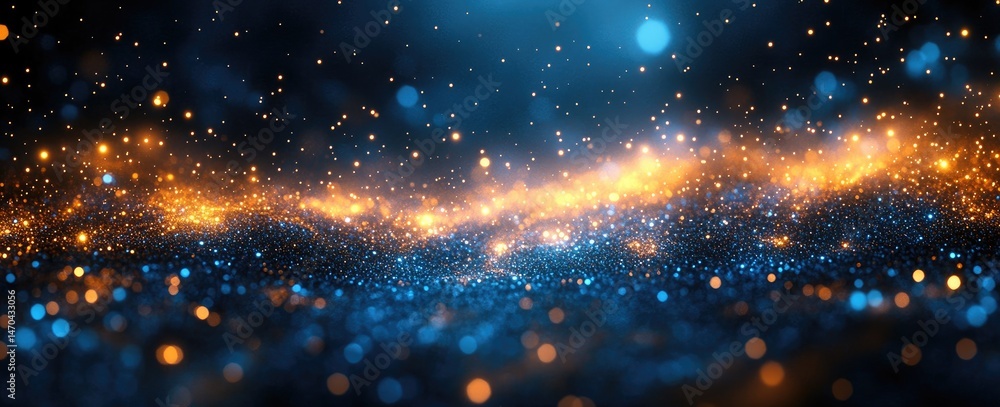 Poster abstract digital design with glowing particles.
