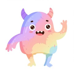 Obraz premium Pastel Rainbow Monster Cartoon Illustration