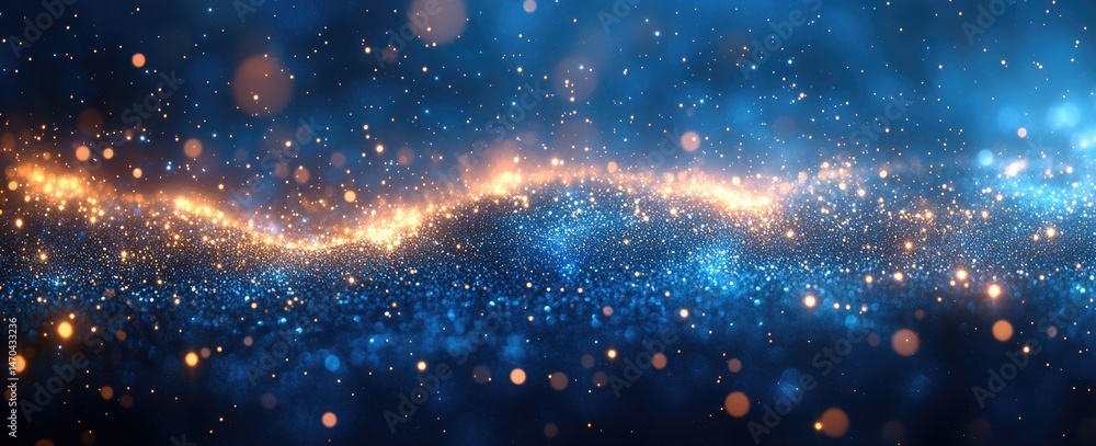 Poster abstract digital design with shimmering particles.