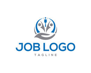 Career job opportunity logo vector template featuring graduation hat and supportive hand