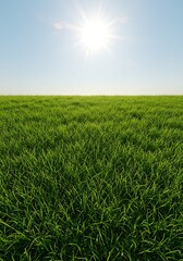 Fototapeta premium Sunlit Meadow: Vibrant Green Serenity AI Generated