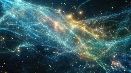 Abstract cosmic nebula display in glowing shades.