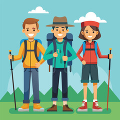 Vector art of a smiling cartoon family with kids