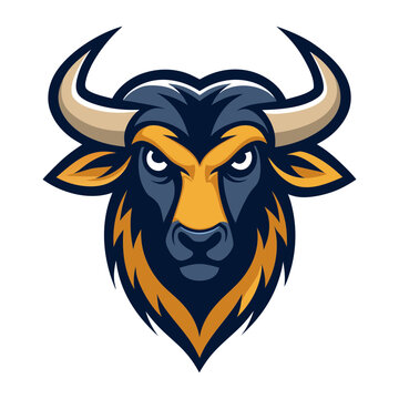 Wildebeest head mascot logo design vector