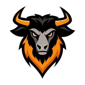 Wildebeest head mascot logo design vector