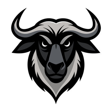Wildebeest head mascot logo design vector