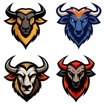 Wildebeest head mascot logo design vector