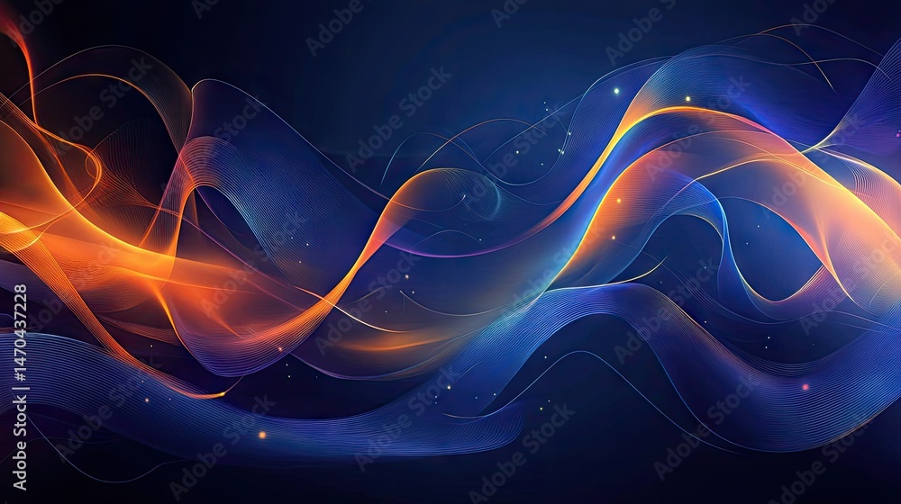 Poster abstract design with flowing lines and glowing colors.