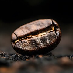 Coffee Bean Close-up, Dark Roast Texture, Food Blog Illustration