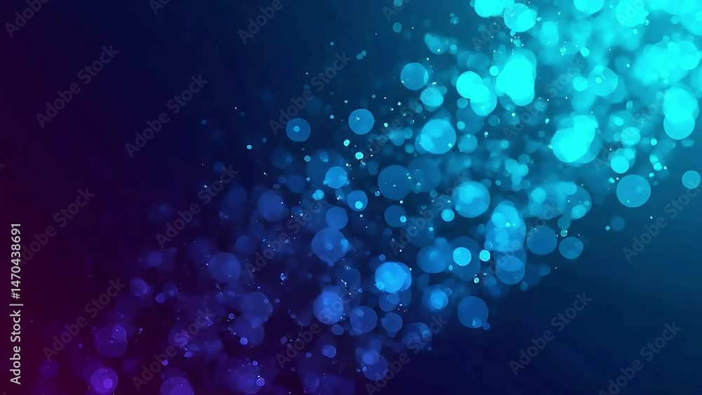 Poster abstract lights float in deep blue space creating a soft ethereal and calming visual experience