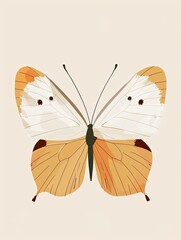 Fototapeta premium A simple image of a cheerful smiling butterfly.