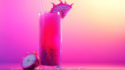 Vibrant pink dragon fruit cocktail